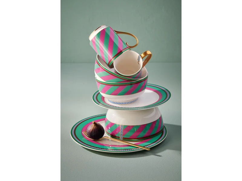 PIP STUDIO Chique Stripes Frühstücksteller pink-green 23cm
