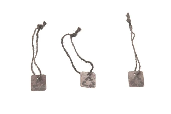 Zinketikett "Recyceln" 2x2,5 cm 10 Stück Kupfer
