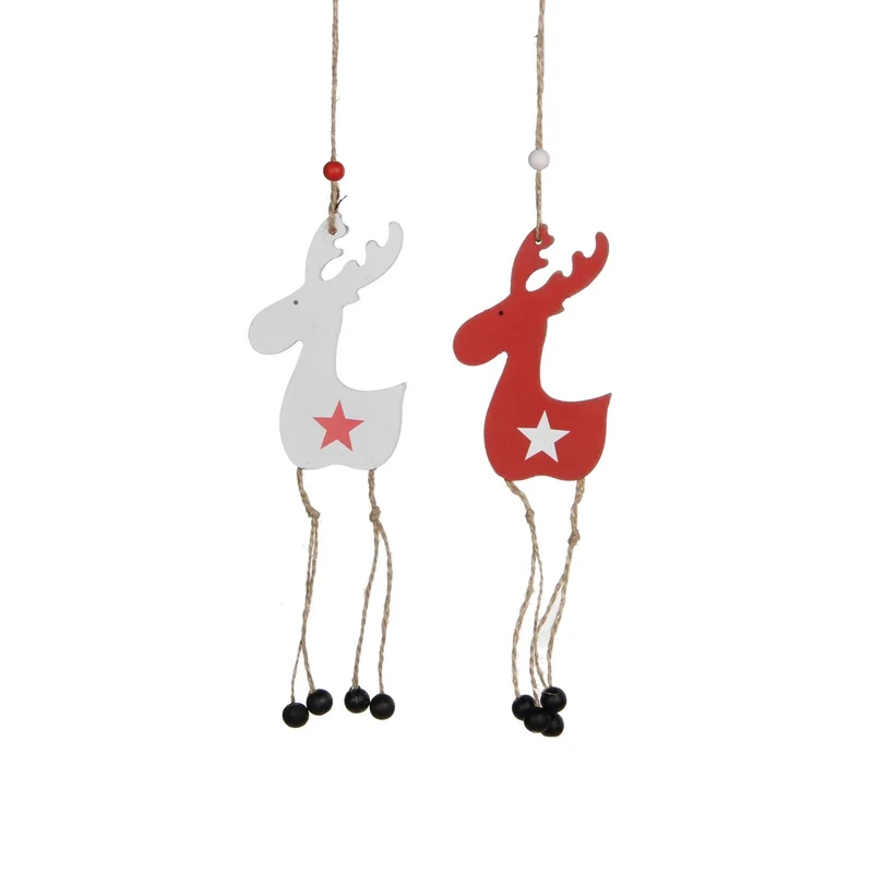 Ornament Hirsch weiß rot 2 Sorten - l7xb5,5xh32cm