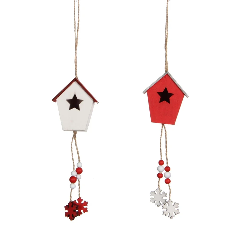 Ornament Vogelkäfig weiß rot 2 Sorten - l6xb4xh29cm