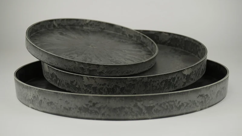 Set/3 Tablett rund grau 32/27/22cm