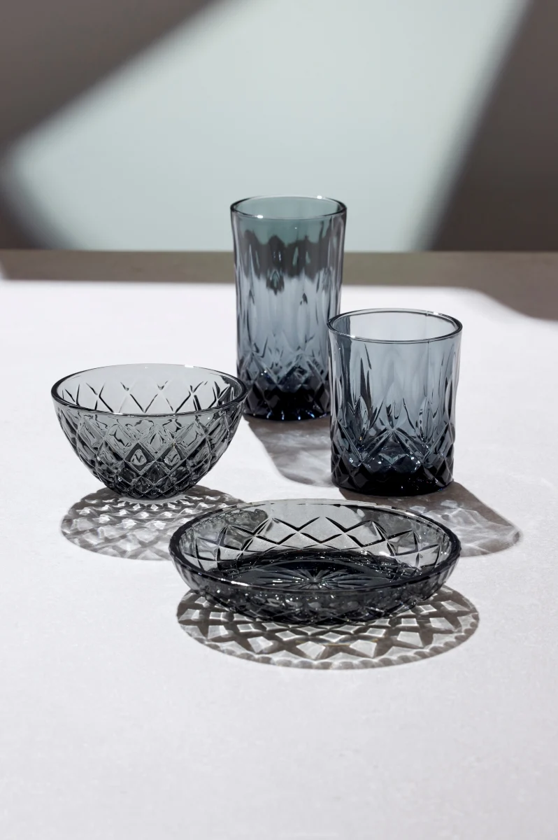 Lyngby Sorrento Schale Glas grau 12 cm Set4