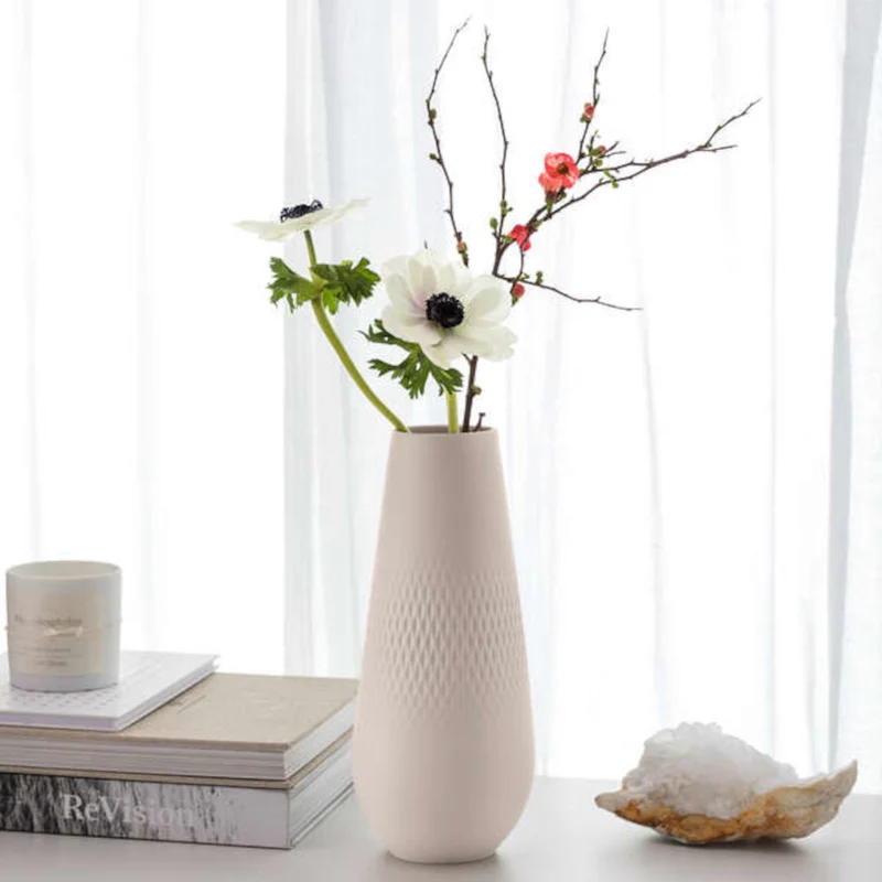 Villeroy & Boch Manufacture Collier beige Vase Carre hoch 26 cm