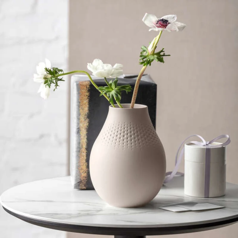 Villeroy & Boch Manufacture Collier beige Vase Perle hoch 16 cm