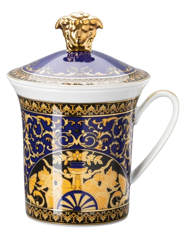 Versace Becher m.Dkl./30Y. Medusa blau