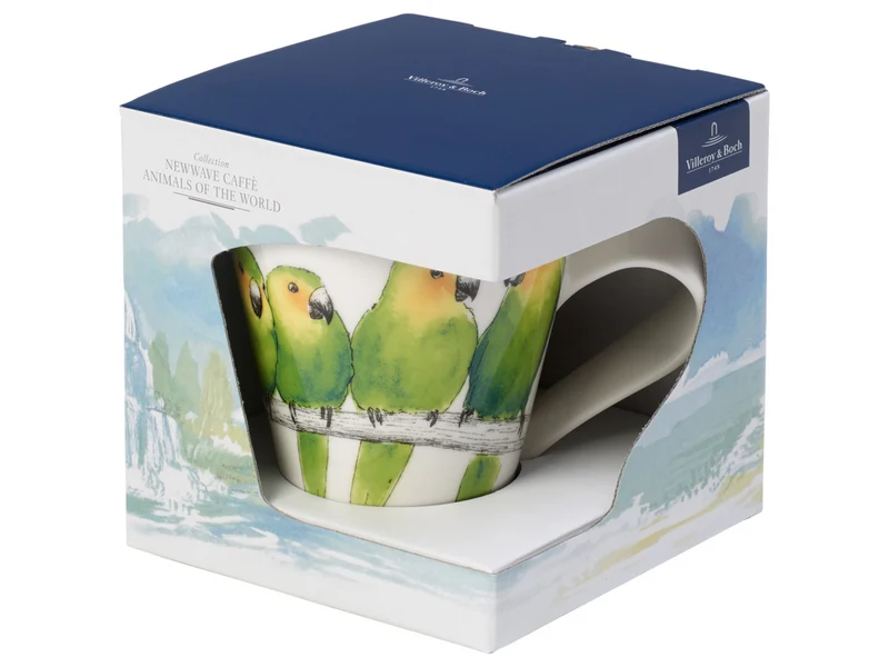 Villeroy & Boch New Wave Caffe Becher m. Henkel Braunwangensittich