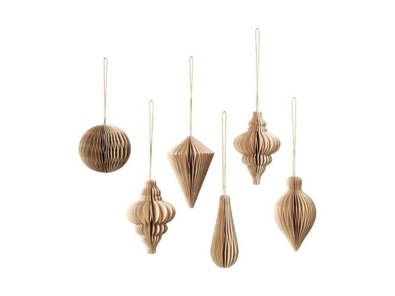 Broste Copenhagen CHRISTMAS MIX Papierhänger natural brown Set6