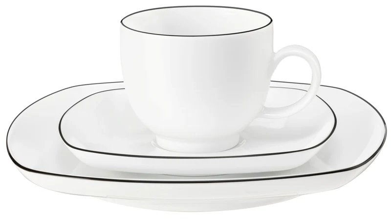 Seltmann Weiden Lido Black Line Kaffeeservice 18tlg. eckig