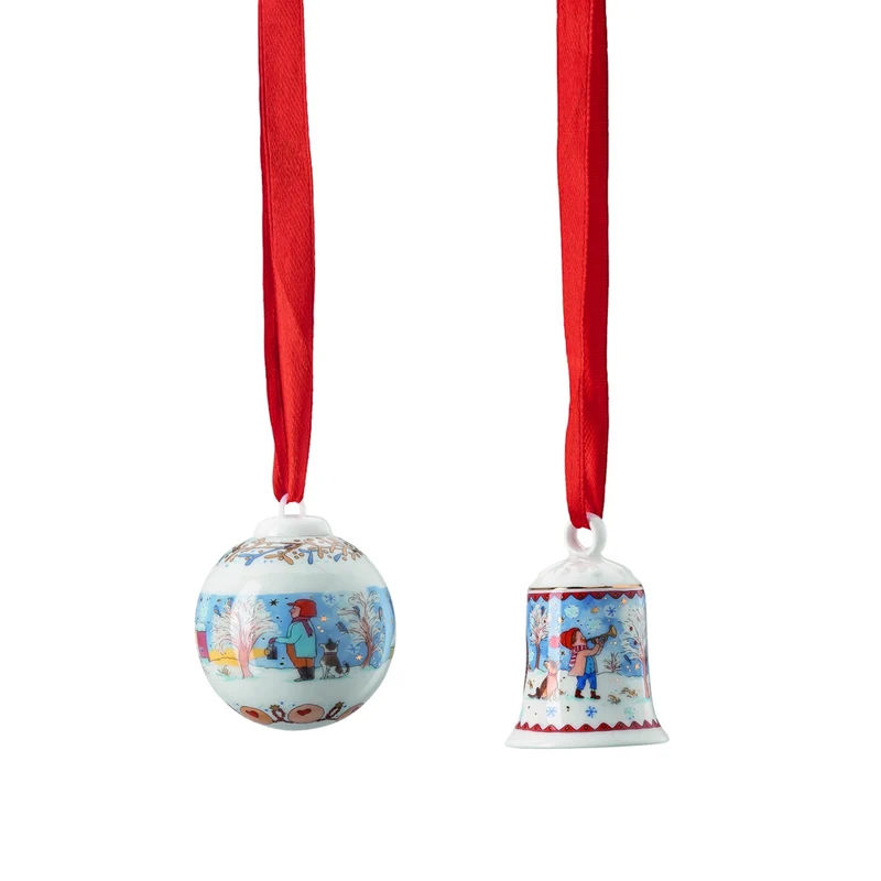 Hutschenreuther Sammelserie 2022 Set Miniglocke/kugel Weihnachtsa.