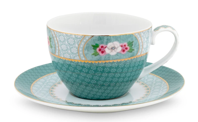 PIP STUDIO Blushing Birds Tasse mit Untertasse blue 0,28 l