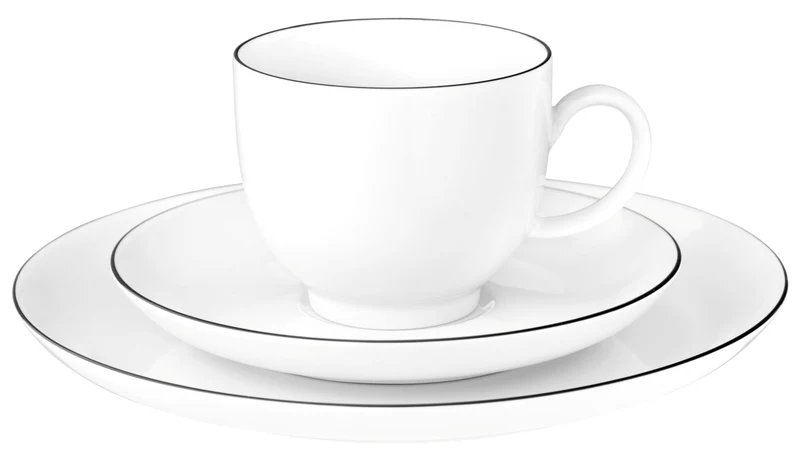 Seltmann Weiden Lido Black Line Kaffeeservice 18tlg. rund