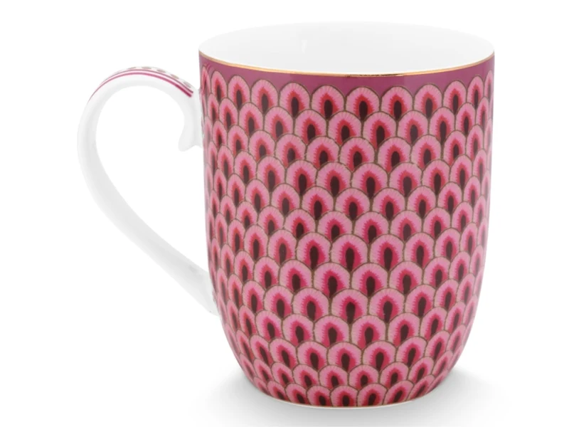 PIP STUDIO Flower Festival Scallop Henkelb. dark pink 145ml