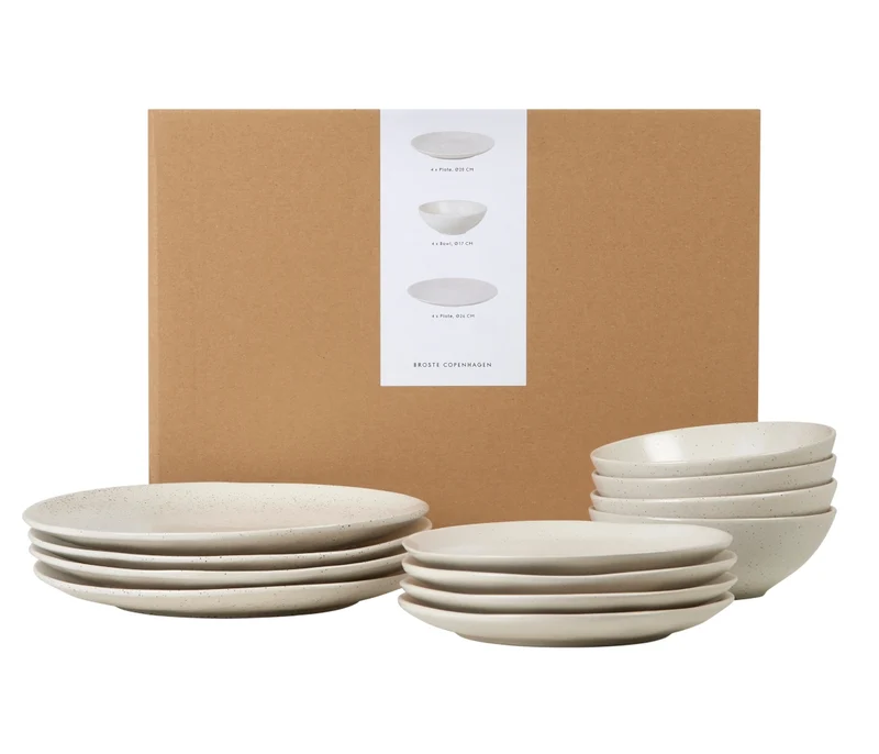Broste Copenhagen NORDIC VANILLA Tafelset mit großer Schale 12tlg