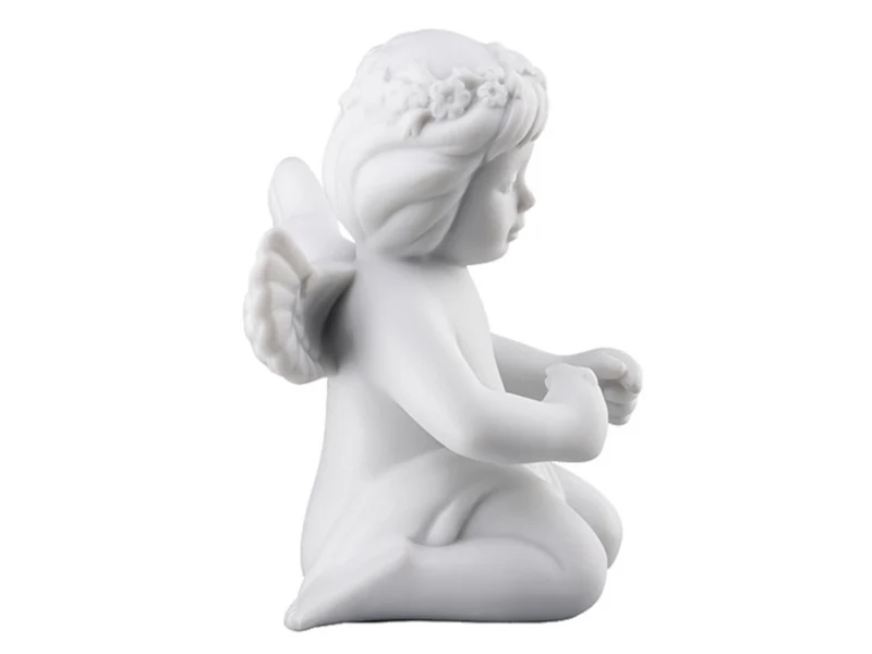 Rosenthal Engel mit Blumenkranz mittel weiss matt 10,5 cm