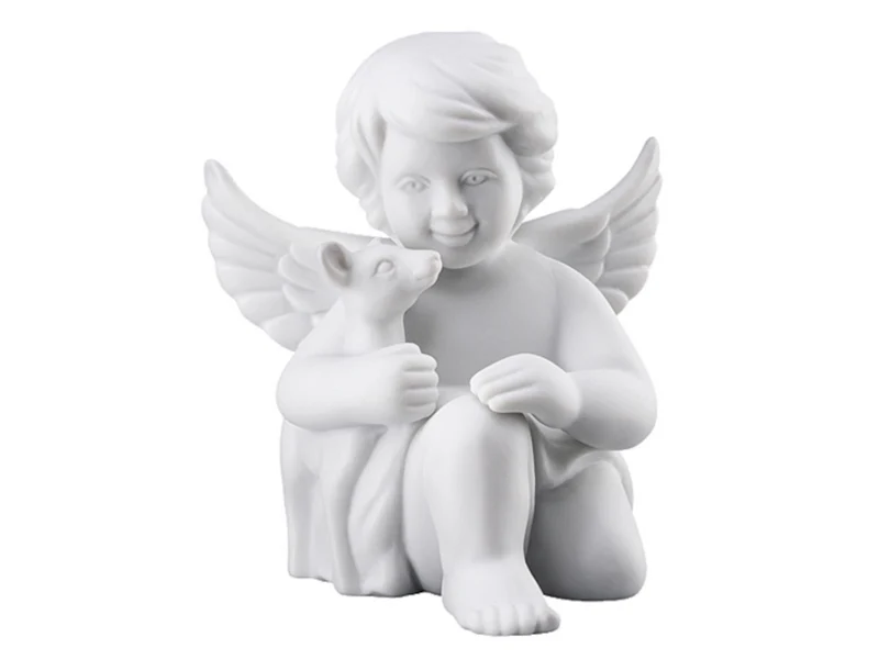 Rosenthal Engel mit Bambi klein weiss matt 6 cm