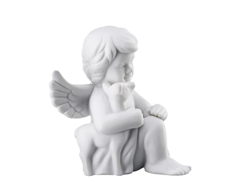 Rosenthal Engel mit Bambi klein weiss matt 6 cm