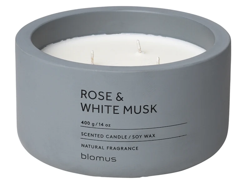 Blomus FRAGA Duftkerze flintstone Rose & White Musk 13 cm