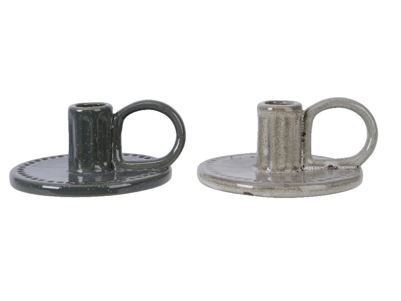 Decoris Kerzenleuchter sortiert grau 6 cm ( 1 Stück )