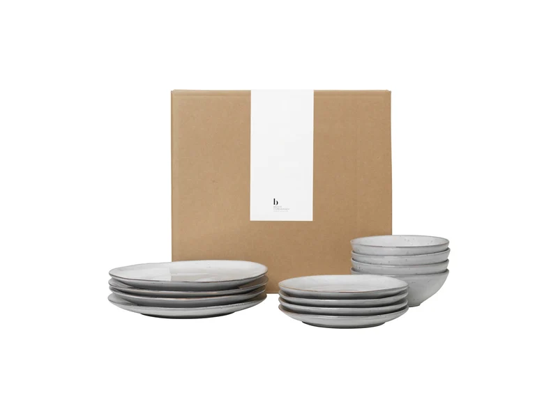 Broste Copenhagen NORDIC SAND Tafelset mit großer Schale 12tlg