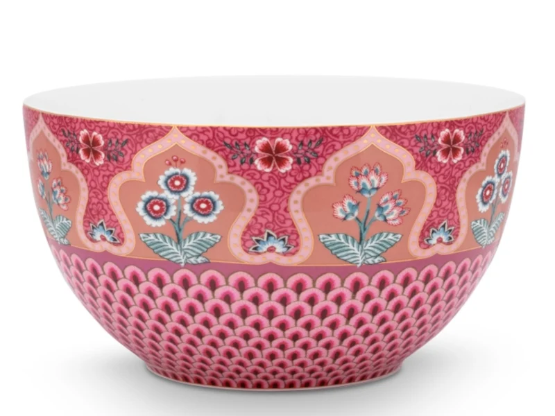 PIP STUDIO Flower Festival scallop deco Bowl dark pink 18 cm
