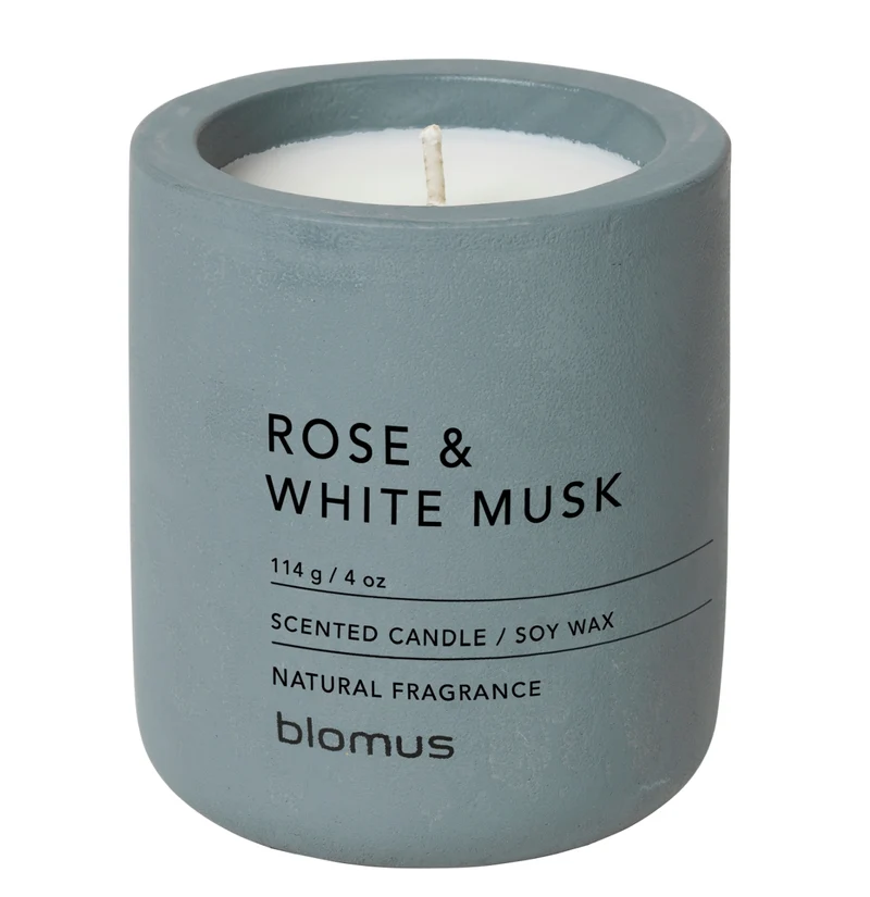 Blomus FRAGA Duftkerze flintstone Rose & White Musk 6,5cm