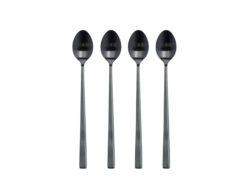 Bitz Lattelöffelset schwarz matt 20 cm 4tlg.