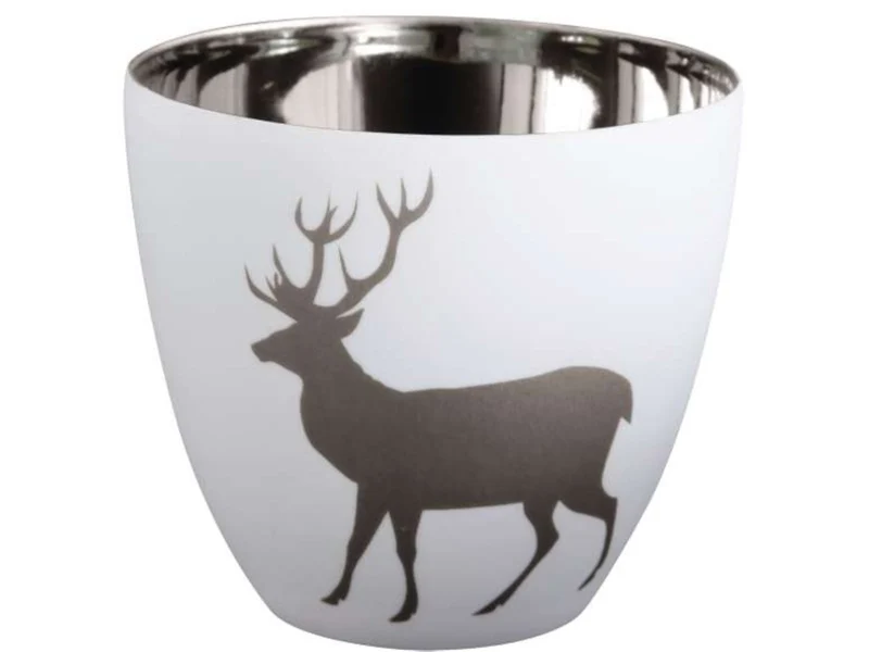 ASA Windlicht Hirsch weiss/silber 6,4 cm